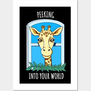 Cute Peeking Giraffe in the Window Posters and Art